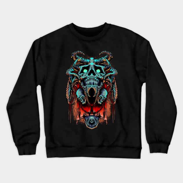 SKULL HORNS Crewneck Sweatshirt by AWANG ART STUDIO